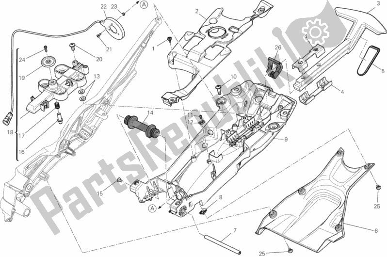 Todas as partes de Quadro Traseiro Comp. Do Ducati Diavel Diesel USA 1200 2017